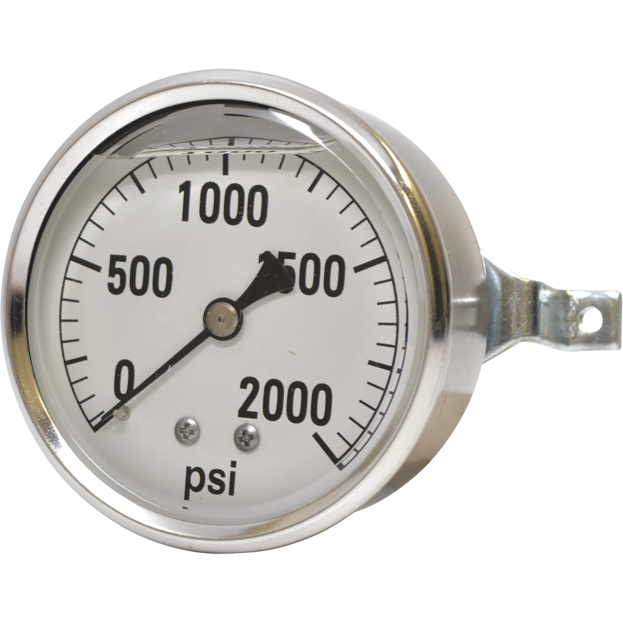 Valley Industries, 2.5in. Panel Mt Gauge 2000PSI, Case Material Stainless Steel, Min. Operating Pressure 0 PSI, Max. Operating Pressure 2000 PSI, Model# 2441GXB2000